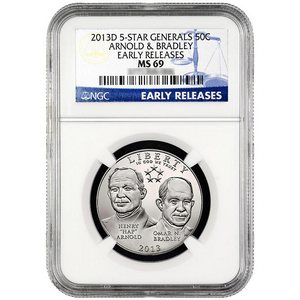 2013 D 5-Star Generals Arnold and Bradley Half Dollar MS69 ER NGC Blue Label