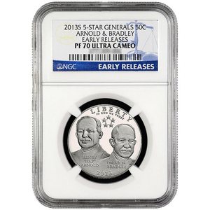 2013 S 5-Star Generals Arnold and Bradley Half Dollar PF70 UC ER NGC Blue Label
