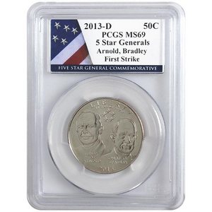 2013 D 5-Star Generals Arnold and Bradley Half Dollar MS69 FS PCGS 5-Star Label