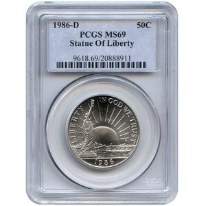 1986 D Statue of Liberty Half Dollar MS69 PCGS