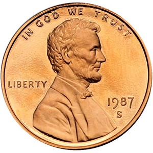 1987 S Lincoln Cent Memorial Reverse PF