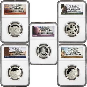 2012 S America The Beautiful Clad Quarters PF69 UC ER NGC 5 Coin Set