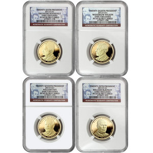 2013 S Presidential Dollars 4pc Set PF69 UC ER NGC
