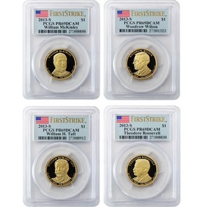 2013 S Presidential Dollars 4pc Set PR69 DCAM FS PCGS Flag Label
