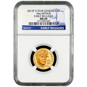 2013 P $5 Gold 5-Star Generals MacArthur MS69 ER NGC Blue Label