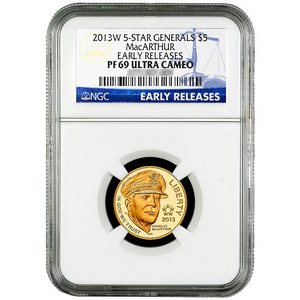 2013 W $5 Gold 5-Star Generals MacArthur PF69 UC ER NGC Blue Label