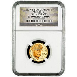 2013 W $5 Gold 5-Star Generals MacArthur PF70 UC ER NGC Camo Label