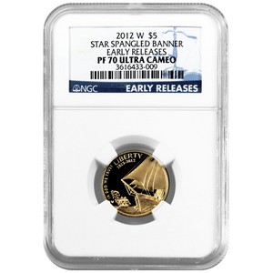 2012 W $5 Gold Star Spangled Banner PF70 UC ER NGC