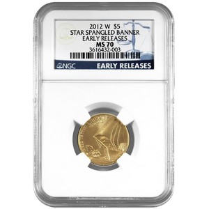 2012 W $5 Gold Star Spangled Banner MS70 ER NGC