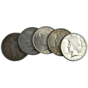 Silver Peace Dollars 5pc Dates Our Choice VG-XF