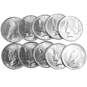 Silver Peace Dollars 10pc Dates Our Choice AU-BU