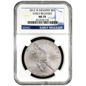 2012 W Infantry Soldier Silver Dollar MS70 ER NGC