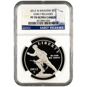 2012 W Infantry Soldier Silver Dollar PF70 UC ER NGC