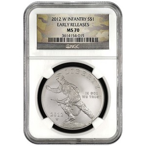 2012 W Infantry Soldier Silver Dollar MS70 ER NGC Camo Label