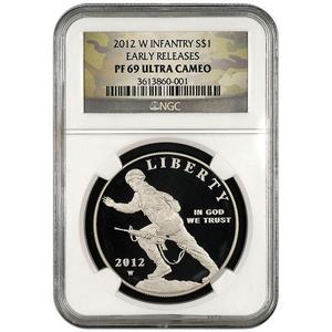 2012 W Infantry Soldier Silver Dollar PF69 UC ER NGC Camo Label