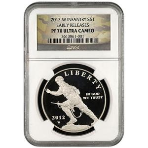 2012 W Infantry Soldier Silver Dollar PF70 UC ER NGC Camo Label