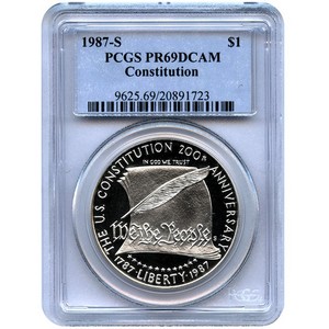 1987 S Constitution Silver Dollar PR69 DCAM PCGS