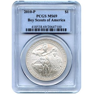 2010 P Boy Scouts of America Silver Dollar MS69 PCGS