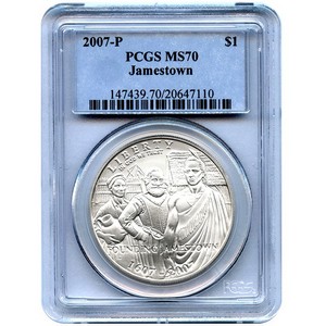 2007 P Jamestown 400th Anniversary Silver Dollar MS70 PCGS