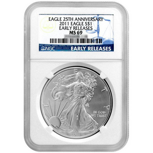 2011 25th Anniversary Silver American Eagle MS69 ER NGC