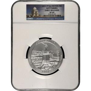 2011 P America The Beautiful Silver 5oz Gettysburg SP69 ER NGC