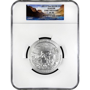 2011 P America The Beautiful Silver 5oz Glacier SP70 ER NGC