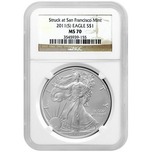 2011 S Silver American Eagle Struck at San Francisco Mint MS70 NGC