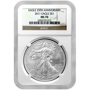 2011 25th Anniversary Silver American Eagle MS70 NGC