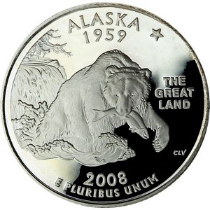 2008 S Silver Alaska State Quarter PF