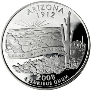 2008 S Silver Arizona State Quarter PF