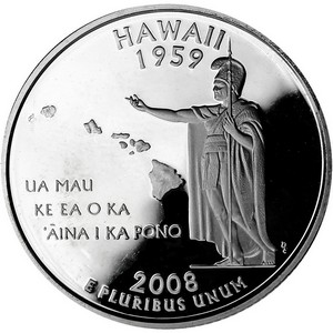 2008 S Silver Hawaii State Quarter PF