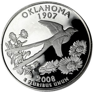 2008 S Silver Oklahoma State Quarter PF