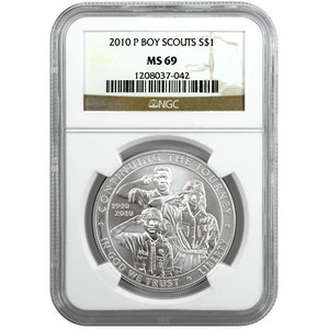 2010 P Boy Scouts of America Silver Dollar MS69 NGC