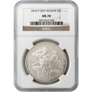 2010 P Boy Scouts of America Silver Dollar MS70 NGC