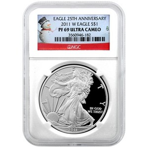 2011 W Silver American Eagle 25th Anniversary PF69 UC NGC Snowman Label