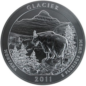 2011 P America the Beautiful Glacier Silver 5oz Vapor Blasted UNC