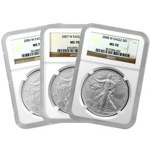 Silver American Eagles West Point Set MS70 NGC