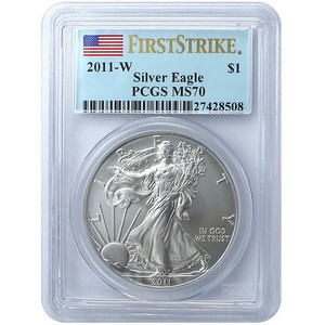 2011 W Silver American Eagle MS70 Burnished FS PCGS