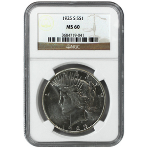 1925 S Silver Peace Dollar MS60 NGC