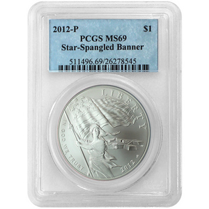 2012 P Star Spangled Banner Silver Dollar MS69 PCGS