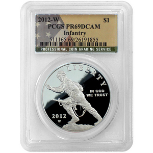 2012 W Infantry Soldier Silver Dollar PR69 DCAM PCGS