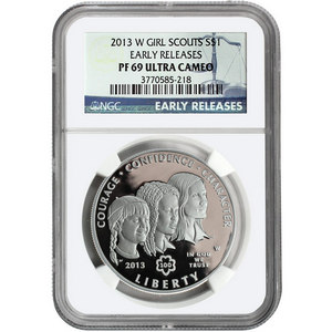 2013 W Girl Scouts Silver Dollar PF69 UC ER NGC Blue Label
