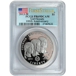 2013 W Girl Scouts Silver Dollar PR69 DCAM FS PCGS