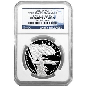 2012 P Star Spangled Banner Silver Dollar PF69 UC ER NGC