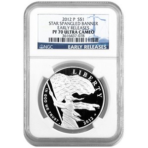 2012 P Star Spangled Banner Silver Dollar PF70 UC ER NGC