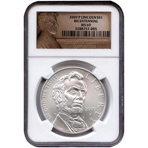 2009 P Lincoln Bicentennial Silver Dollar MS69 NGC