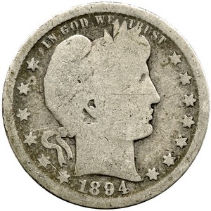 1910 D Silver Barber Quarter AG/G
