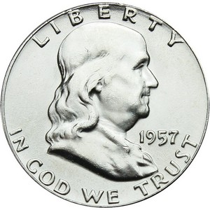 1957 Silver Franklin Half Dollar BU