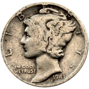 1941 D Silver Mercury Dime G/VG