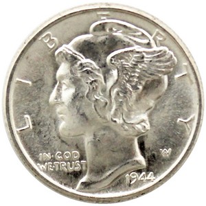 1944 Silver Mercury Dime F/VF